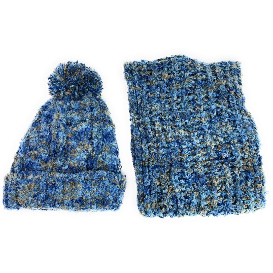 Empire Cove 2 Piece Knit Cuff Beanie Scarf Gift Set Pom Pom Winter-Gray-