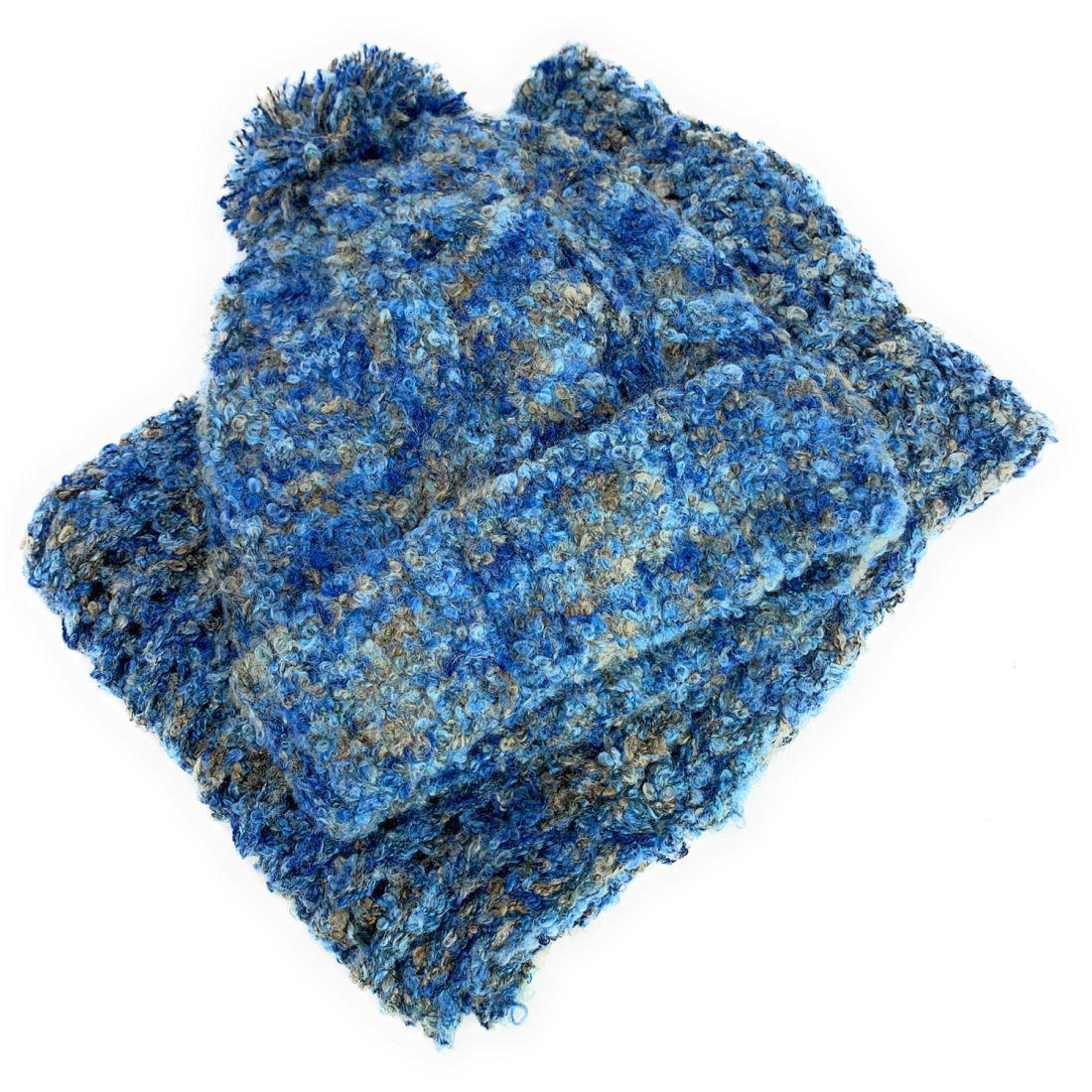 Empire Cove 2 Piece Knit Cuff Beanie Scarf Gift Set Pom Pom Winter-Gray-
