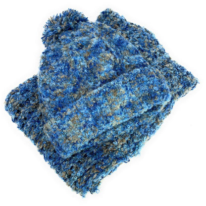Empire Cove 2 Piece Knit Cuff Beanie Scarf Gift Set Pom Pom Winter-Gray-