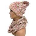 Empire Cove 2 Piece Knit Cuff Beanie Scarf Gift Set Pom Pom Winter-Pink-
