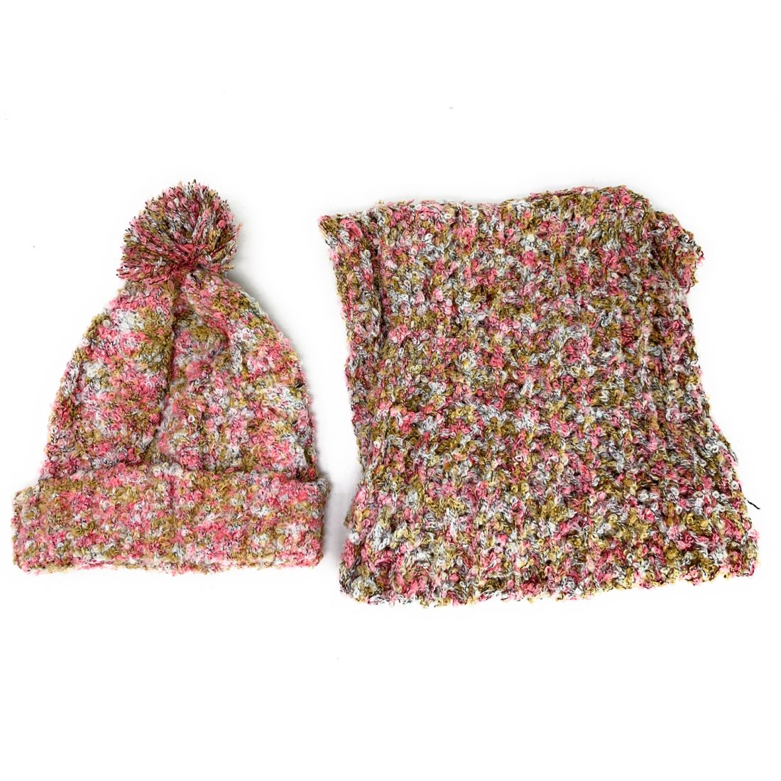 Empire Cove 2 Piece Knit Cuff Beanie Scarf Gift Set Pom Pom Winter-Gray-