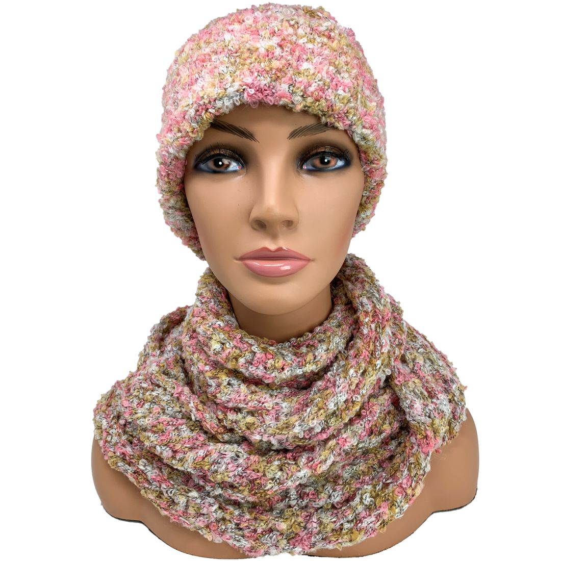 Empire Cove 2 Piece Knit Cuff Beanie Scarf Gift Set Pom Pom Winter-Gray-
