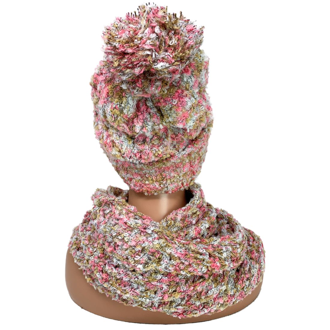 Empire Cove 2 Piece Knit Cuff Beanie Scarf Gift Set Pom Pom Winter-Gray-