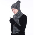 Empire Cove 3 Piece Beanie Scarf Gloves Gift Set Winter Warm Knitted Pom Pom-Black-