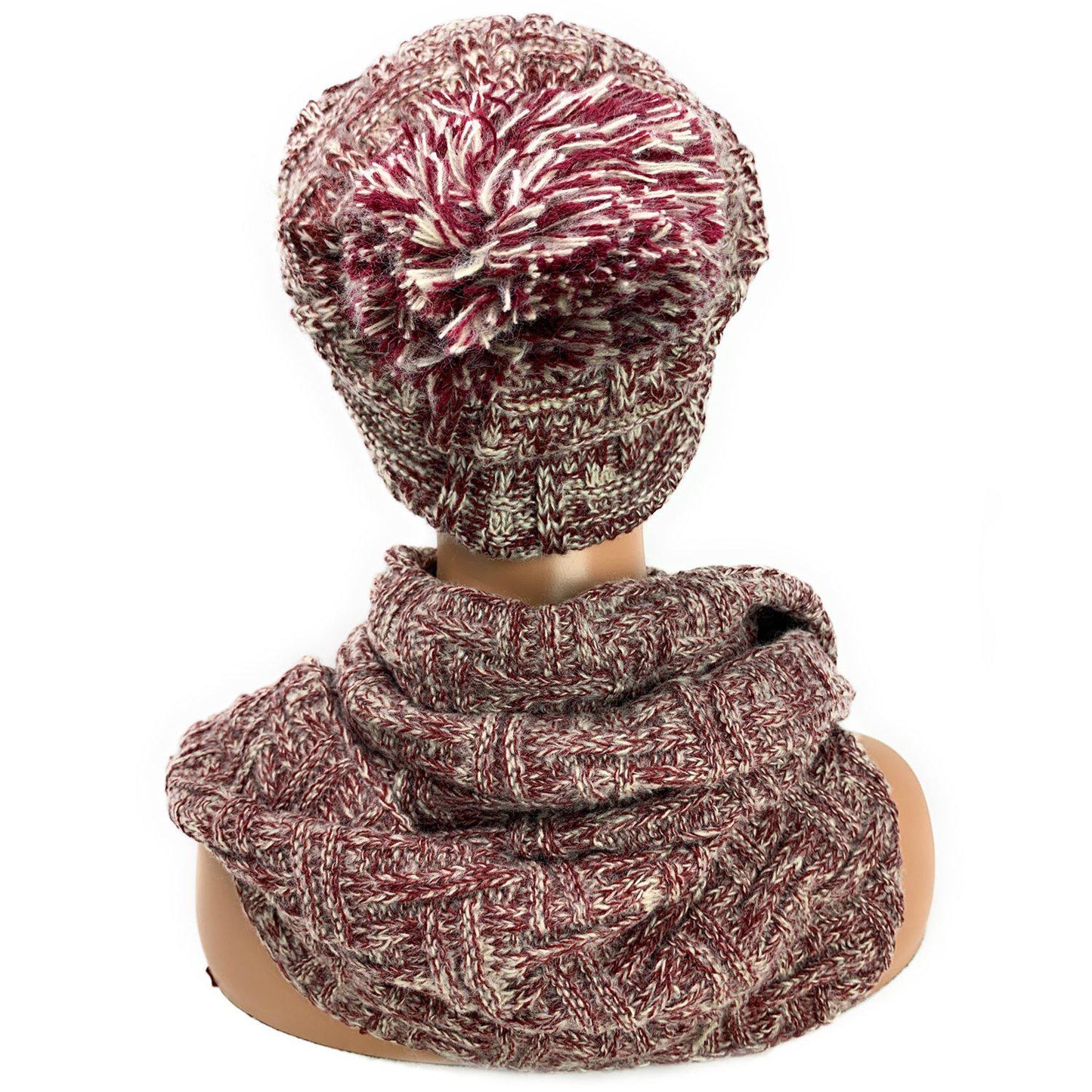 Empire Cove 3 Piece Beanie Scarf Gloves Gift Set Winter Warm Knitted Pom Pom-Black-