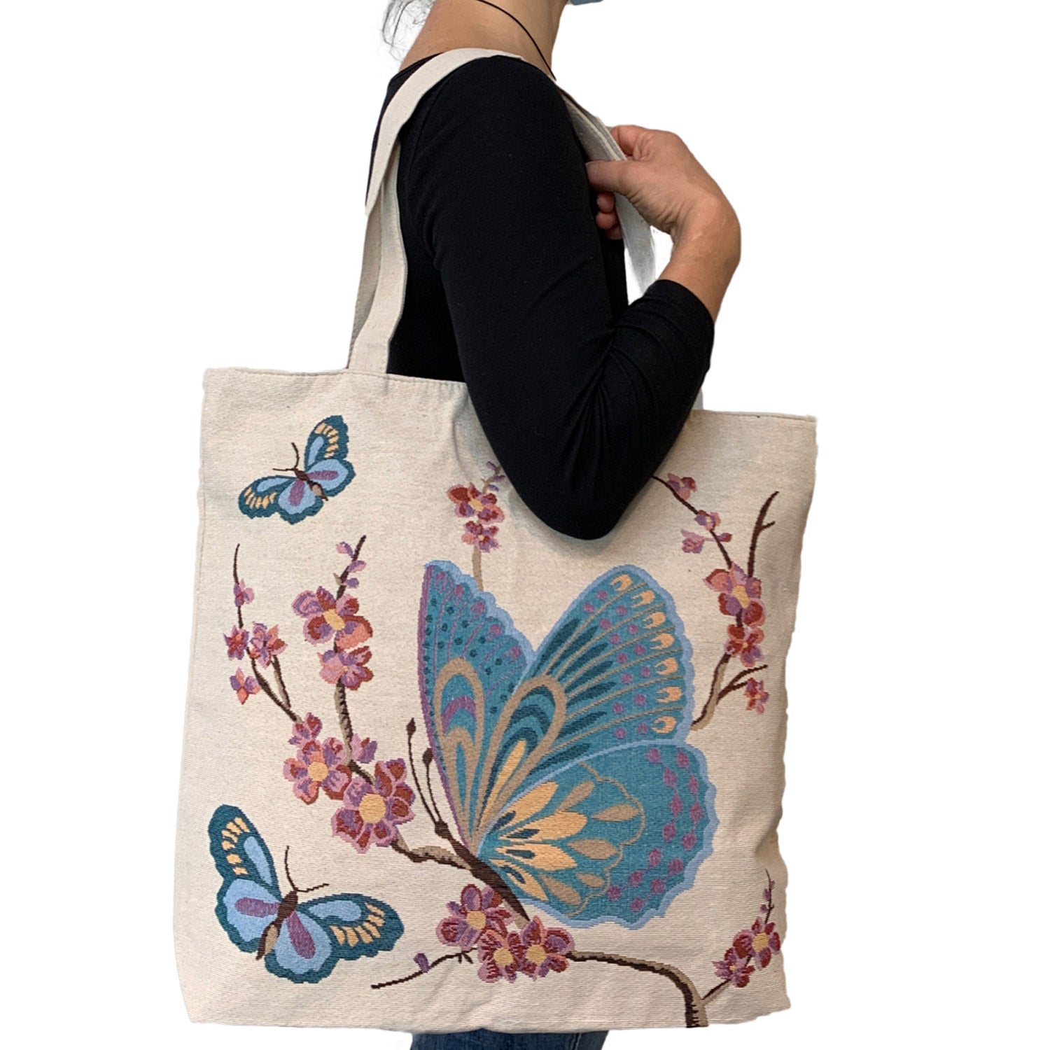 Empire Cove Designer Printed Cotton Canvas Tote Bags Reusable Beach Shopping-Dog Print-