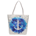 Empire Cove Designer Printed Cotton Canvas Tote Bags Reusable Beach Shopping-Anchor Print-