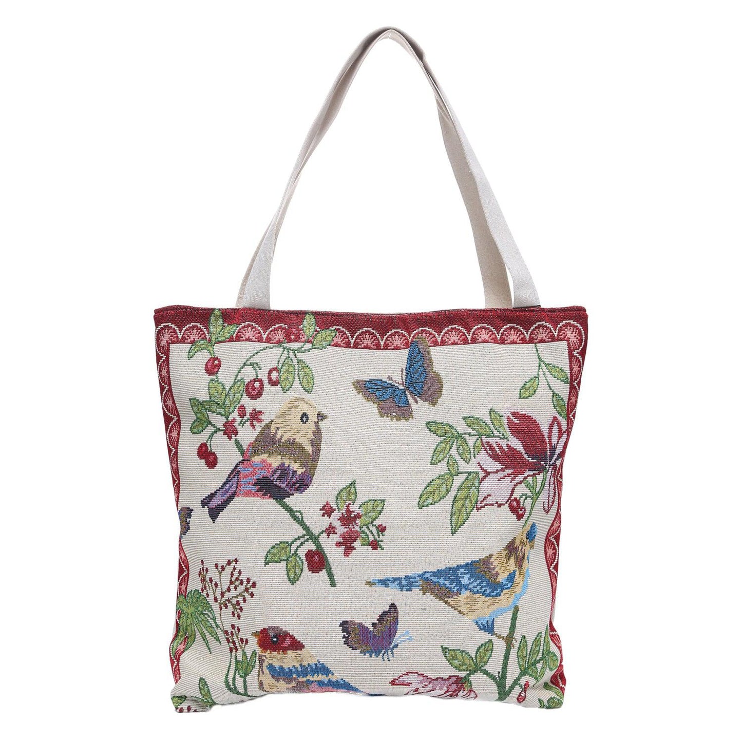 Empire Cove Bird Print Cotton Canvas Tote Bags Reusable Beach Shopping-