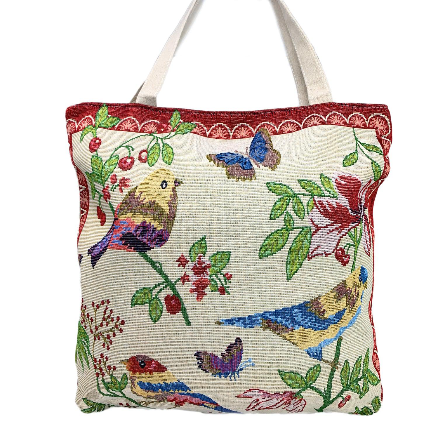 Empire Cove Bird Print Cotton Canvas Tote Bags Reusable Beach Shopping-