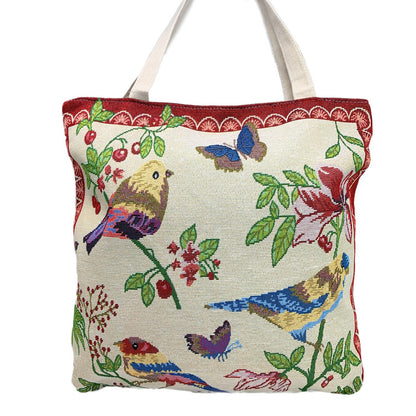 Empire Cove Bird Print Cotton Canvas Tote Bags Reusable Beach Shopping-