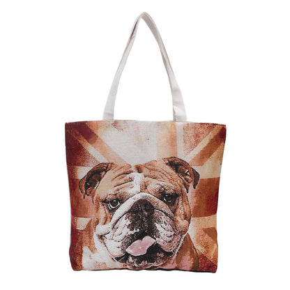 Empire Cove Dog Print Cotton Canvas Tote Bags Reusable Beach Shopping-