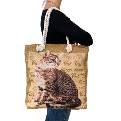 Empire Cove Designer Printed Cotton Canvas Tote Bags Reusable Beach Shopping-Dog Print-