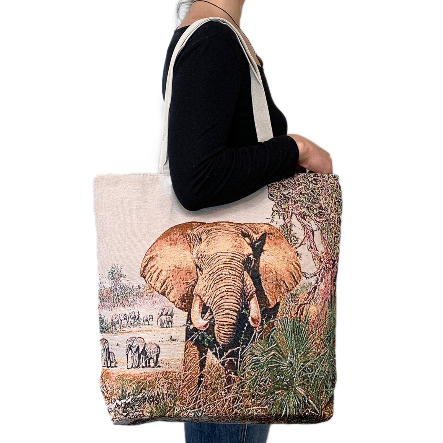 Empire Cove Designer Printed Cotton Canvas Tote Bags Reusable Beach Shopping-Dog Print-