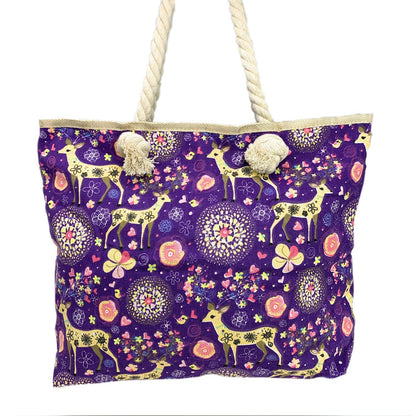 Empire Cove Designer Printed Cotton Canvas Tote Bags Reusable Beach Shopping-Dog Print-