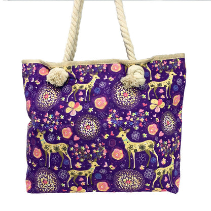 Empire Cove Designer Printed Cotton Canvas Tote Bags Reusable Beach Shopping-Dog Print-