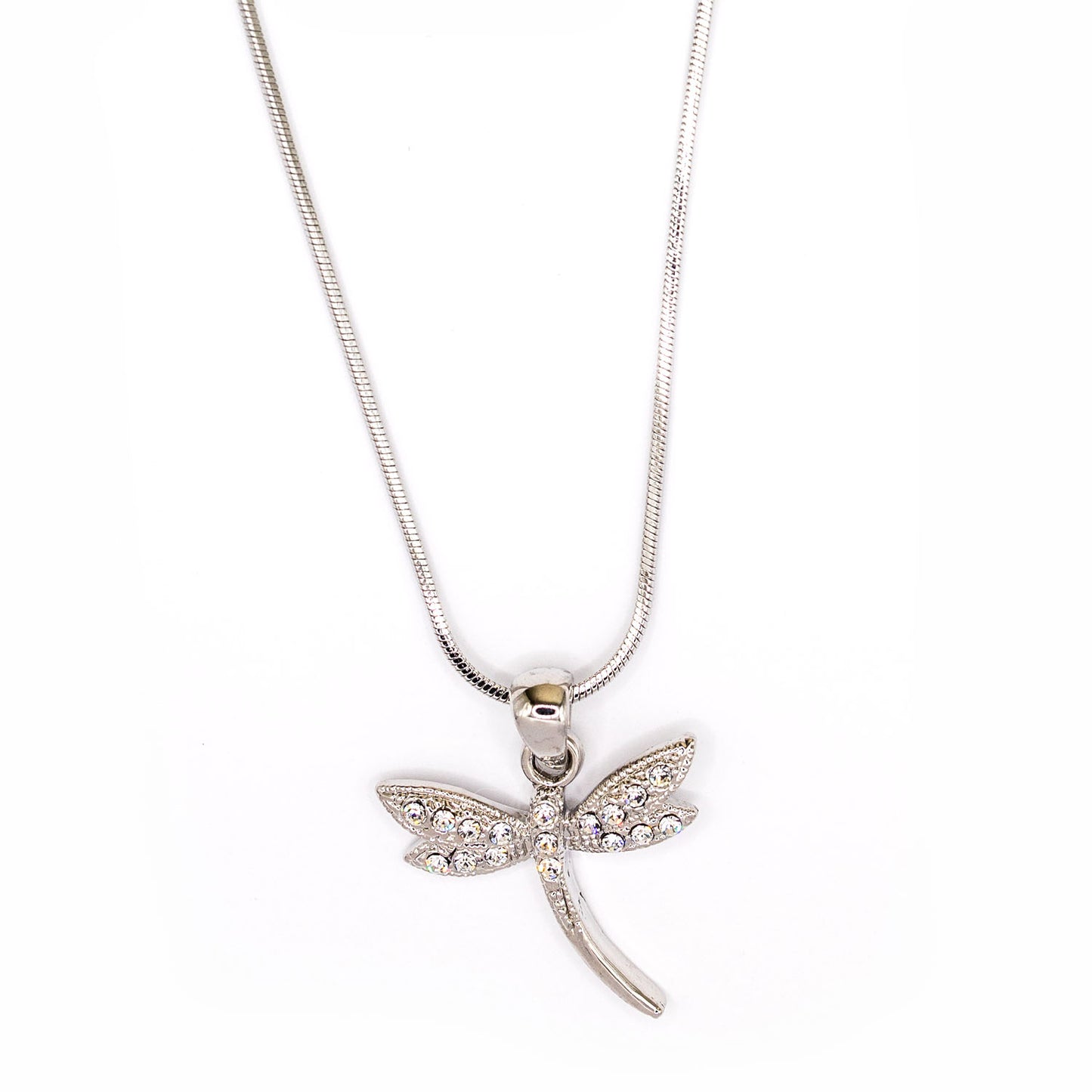 Empire Cove Dragonfly Pendant Necklace Silver Toned Rhinestone Fashion Jewelry-