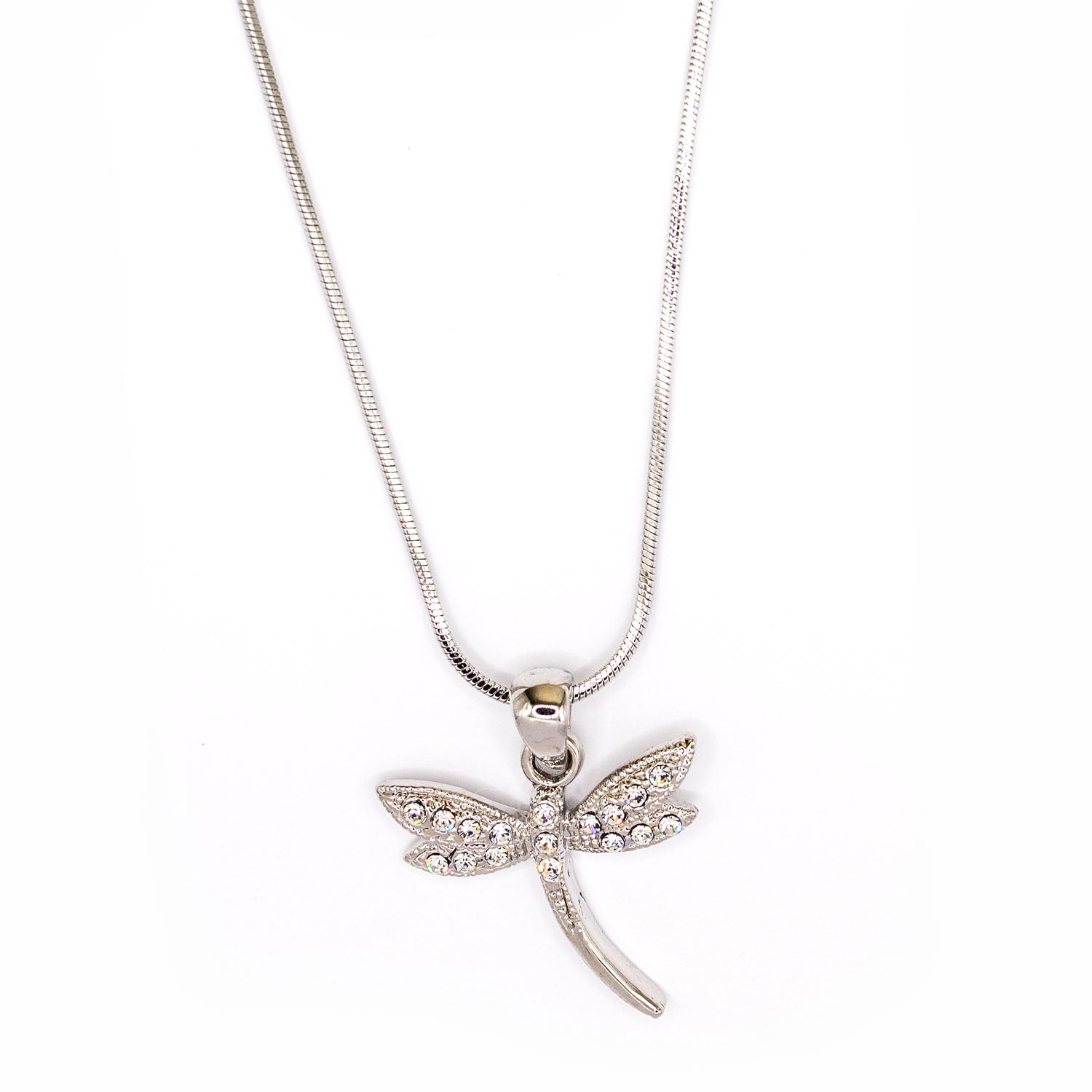 Empire Cove Dragonfly Pendant Necklace Silver Toned Rhinestone Fashion Jewelry-