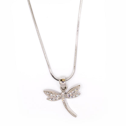 Empire Cove Dragonfly Pendant Necklace Silver Toned Rhinestone Fashion Jewelry-