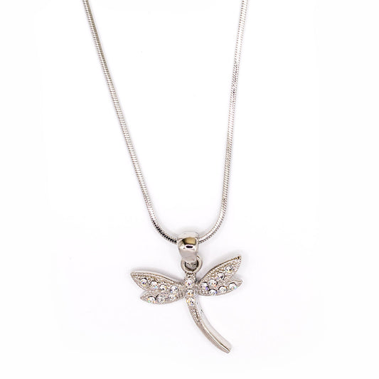 Empire Cove Dragonfly Pendant Necklace Silver Toned Rhinestone Fashion Jewelry-