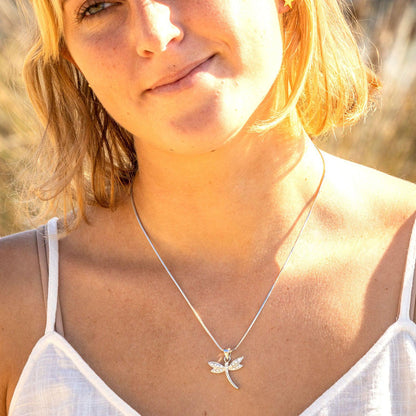 Empire Cove Dragonfly Pendant Necklace Silver Toned Rhinestone Fashion Jewelry-