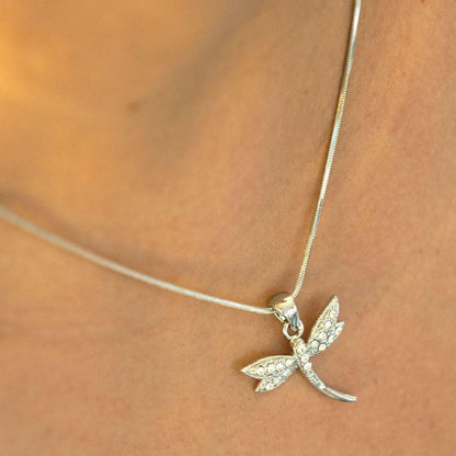 Empire Cove Dragonfly Pendant Necklace Silver Toned Rhinestone Fashion Jewelry-
