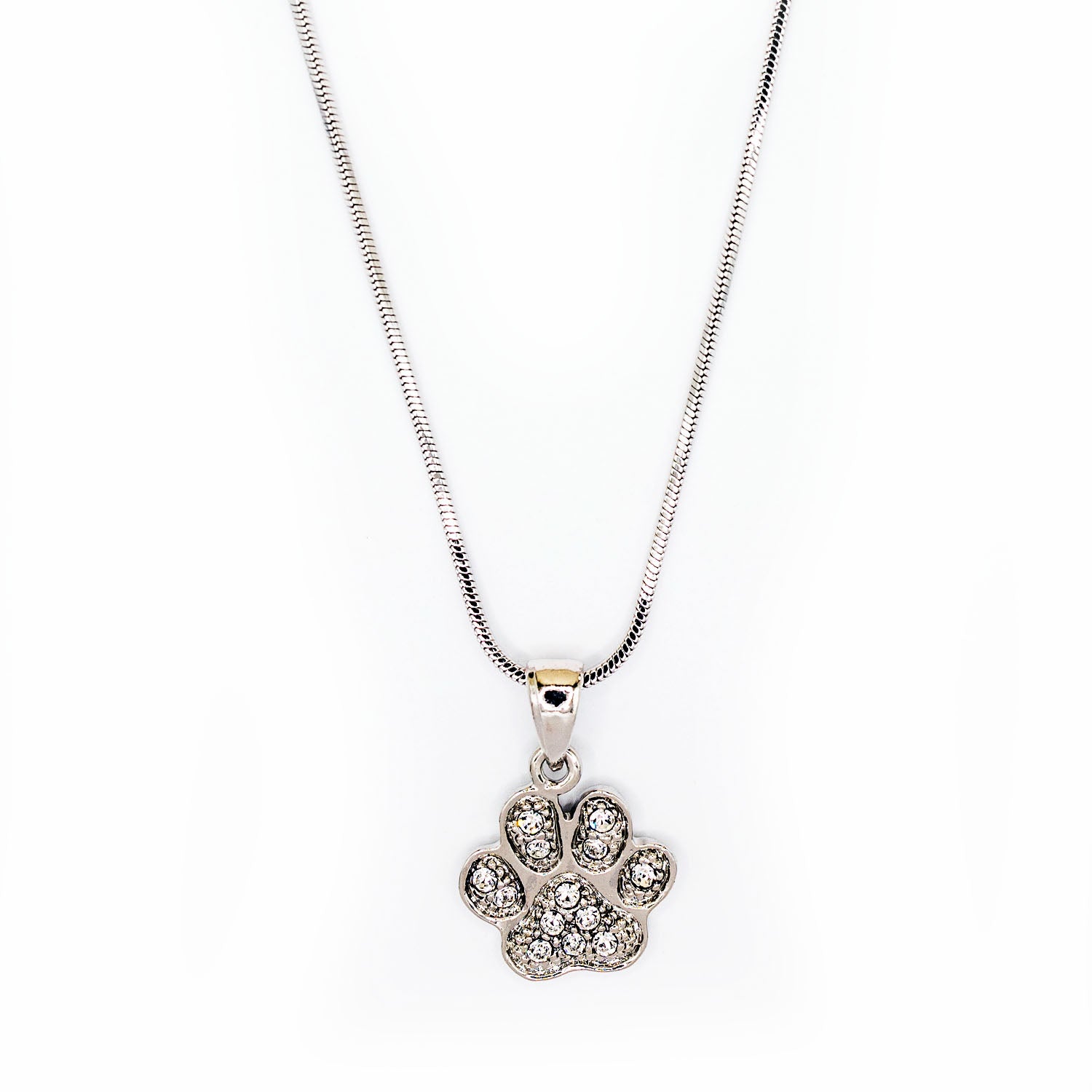 Empire Cove Dog Paw Pendant Necklace Silver Toned Rhinestone Fashion Jewelry-