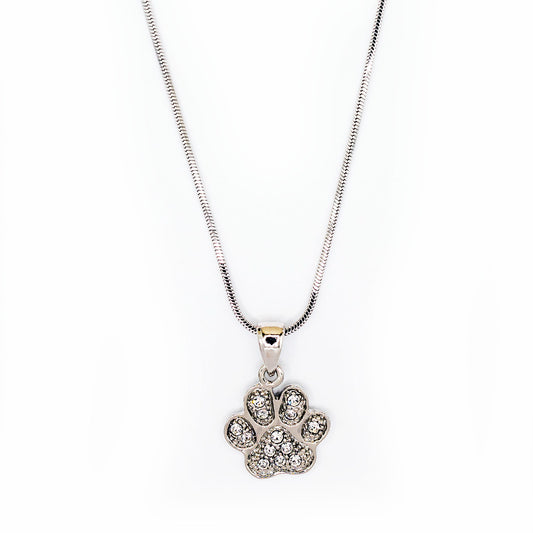 Empire Cove Dog Paw Pendant Necklace Silver Toned Rhinestone Fashion Jewelry-