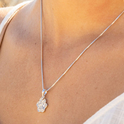 Empire Cove Dog Paw Pendant Necklace Silver Toned Rhinestone Fashion Jewelry-