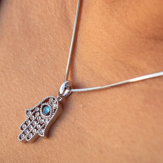 Empire Cove Hamsa Pendant Necklace Silver Toned Rhinestone Fashion Jewelry-