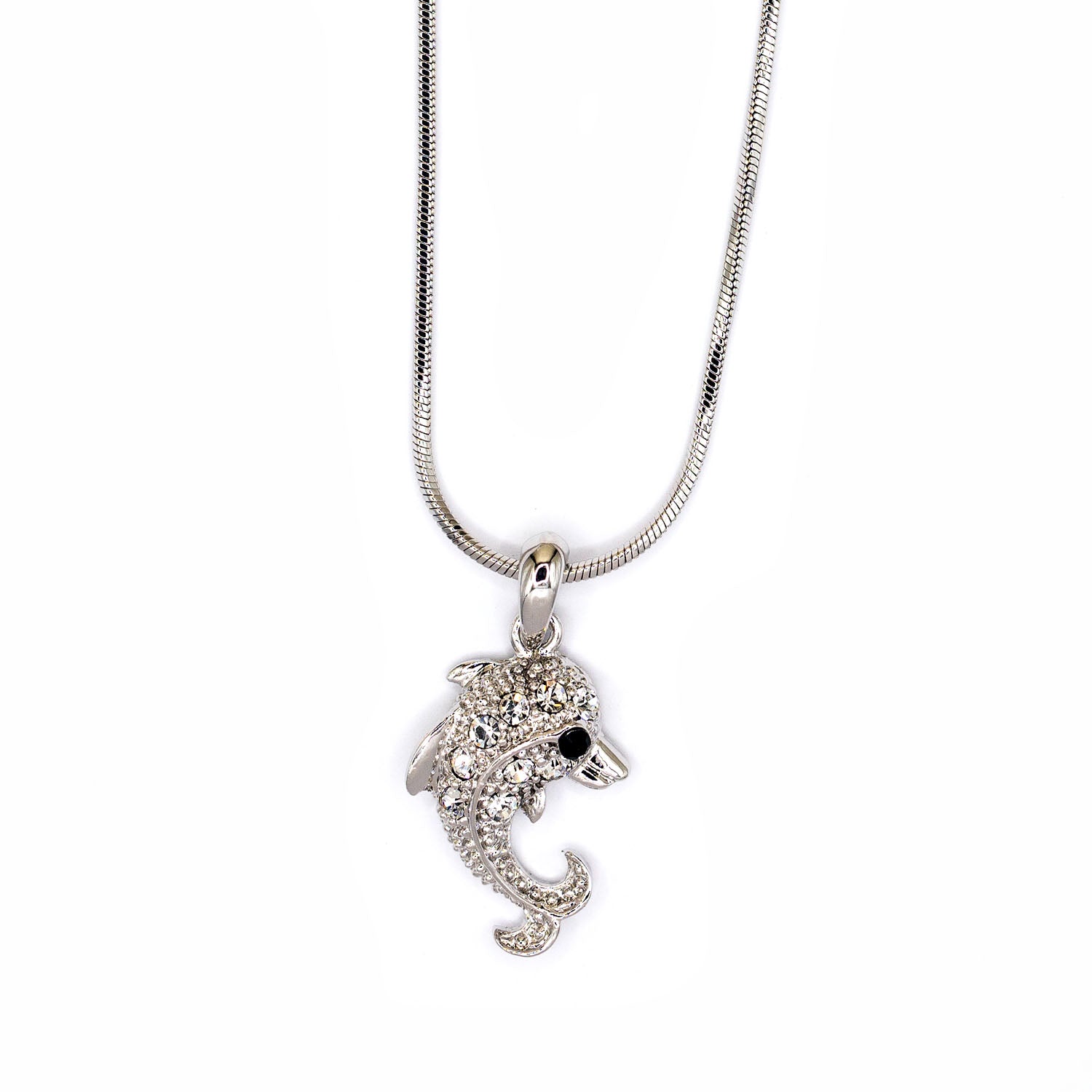 Empire Cove Dolphin Pendant Necklace Silver Toned Rhinestone Fashion Jewelry-