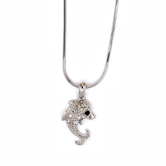 Empire Cove Dolphin Pendant Necklace Silver Toned Rhinestone Fashion Jewelry-