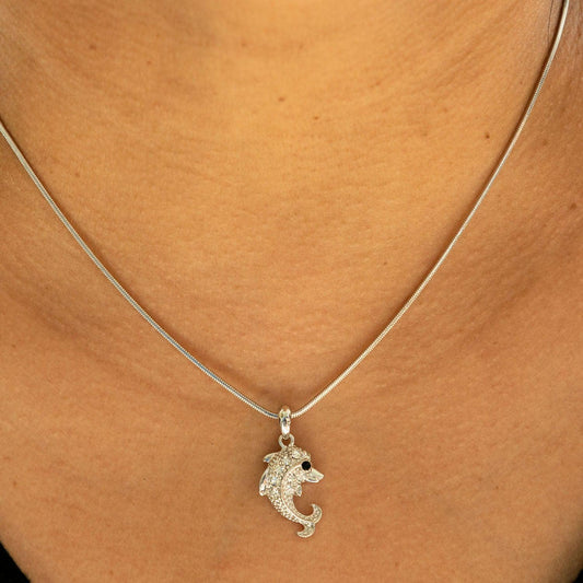 Empire Cove Dolphin Pendant Necklace Silver Toned Rhinestone Fashion Jewelry-