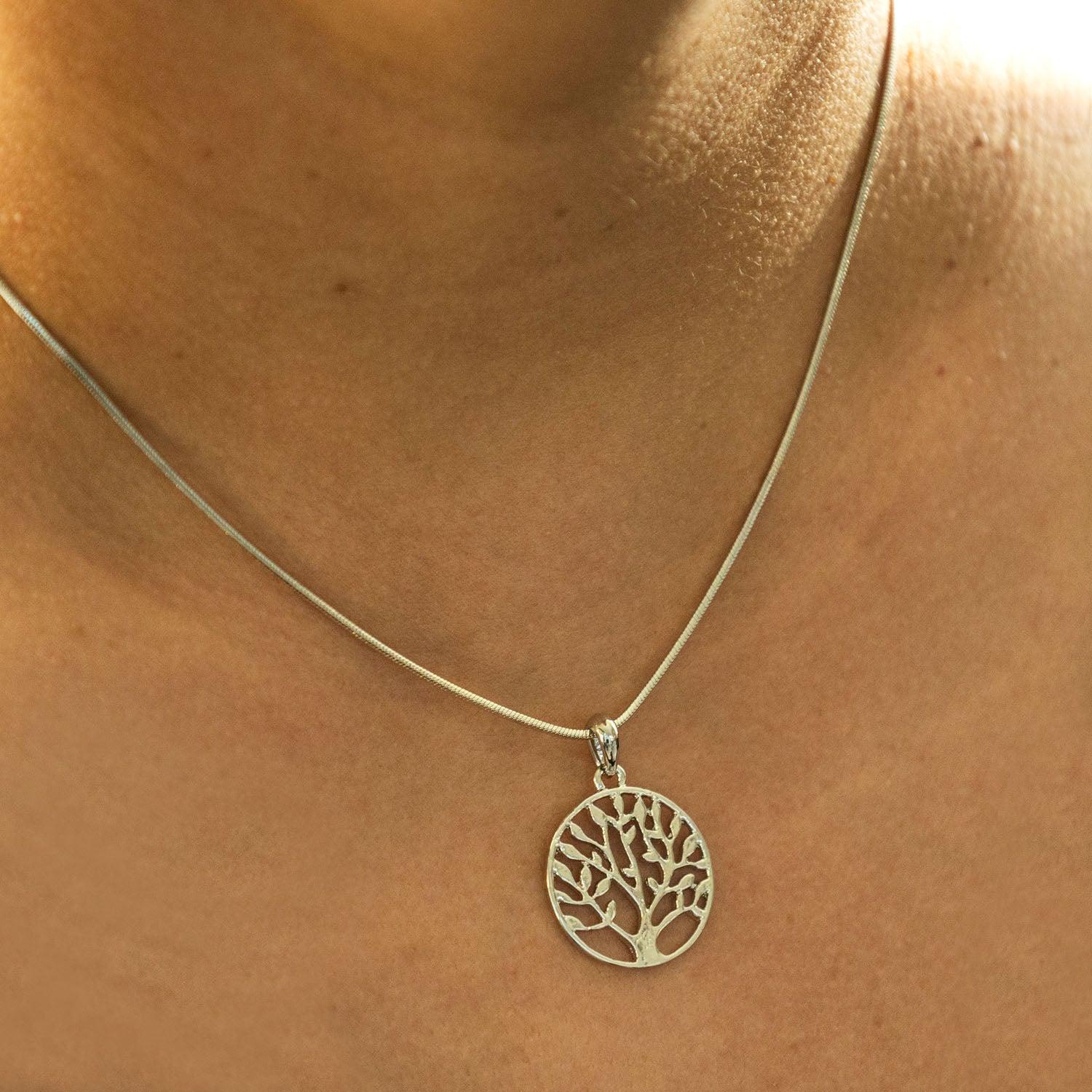 Empire Cove Tree of Life Pendant Necklace Silver Toned Rhinestone Fashion Jewelry-