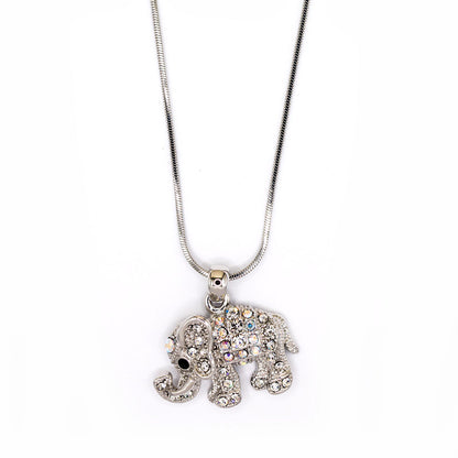Empire Cove Elephant Pendant Necklace Silver Toned Rhinestone Fashion Jewelry-