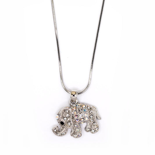 Empire Cove Elephant Pendant Necklace Silver Toned Rhinestone Fashion Jewelry-
