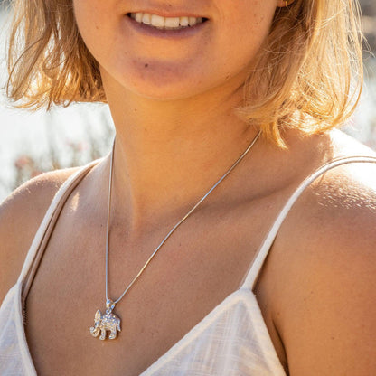 Empire Cove Elephant Pendant Necklace Silver Toned Rhinestone Fashion Jewelry-