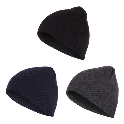 Casaba Beanies Hats Caps Short Uncuffed Knit Soft Warm Winter for Men Women-Black-
