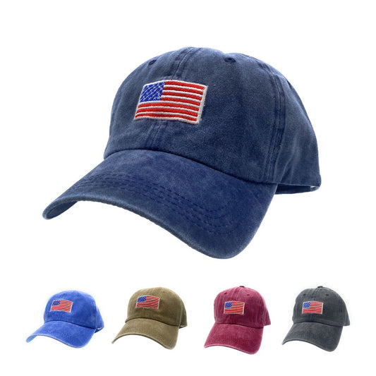 Empire Cove Washed USA Flag Cotton Baseball Dad Caps Patriotic Hats Vintage-Navy-