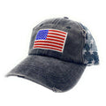 Empire Cove Distressed Washed USA Flag Stars Baseball Trucker Caps Patriotic Hat-Black-