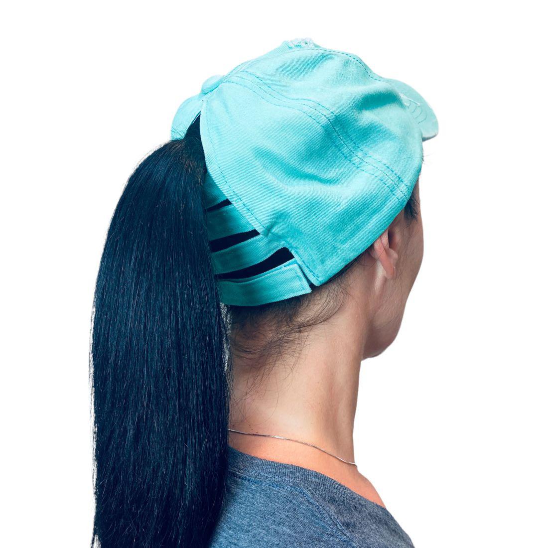 Empire Cove Womens Distressed Washed Ponytail Caps Hats Vintage Relaxed Fit-Pink-