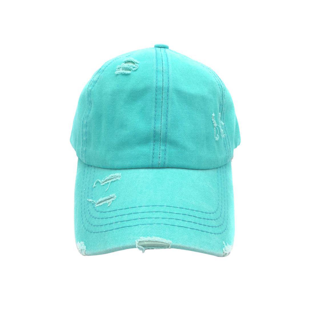 Empire Cove Womens Distressed Washed Ponytail Caps Hats Vintage Relaxed Fit-Pink-