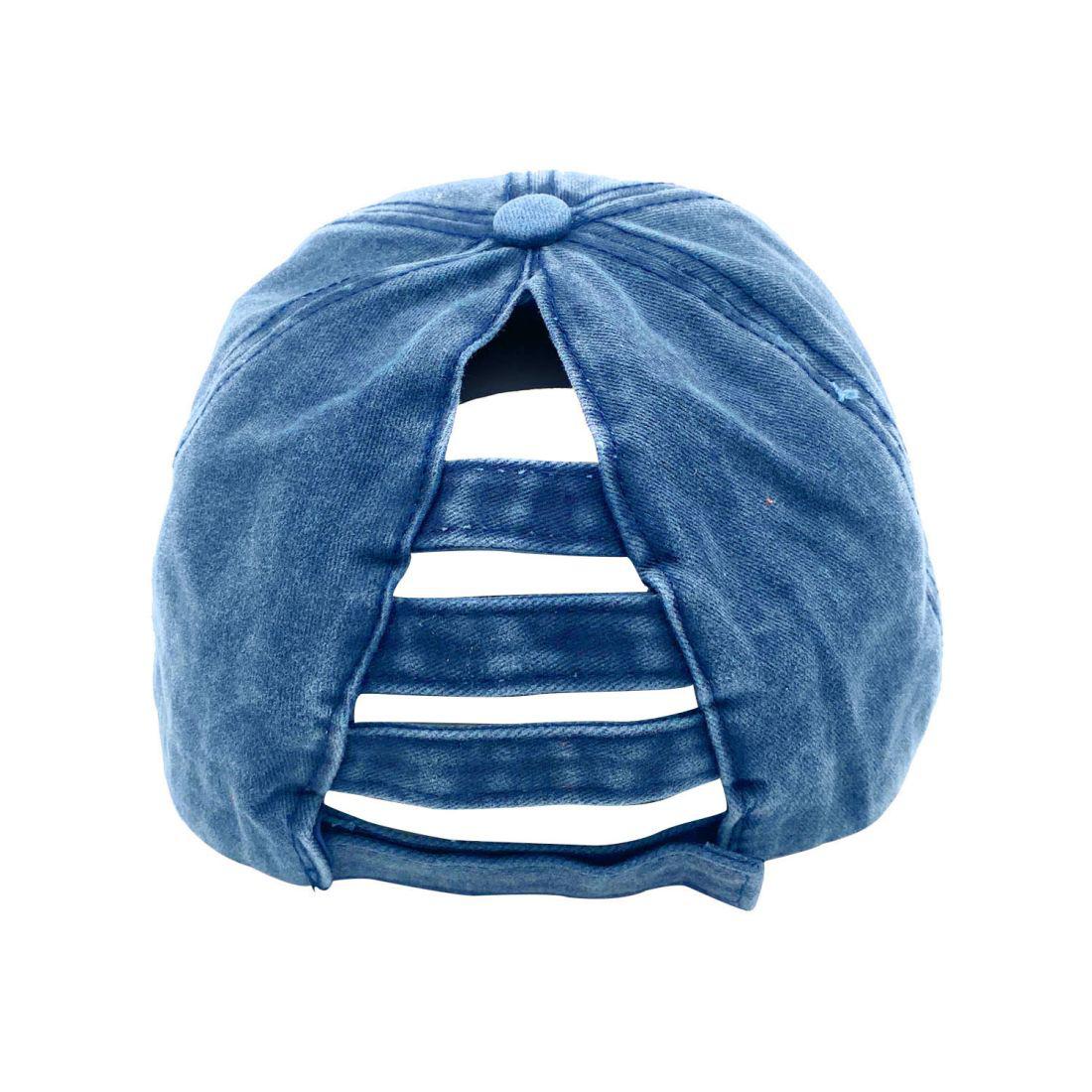Empire Cove Womens Distressed Washed Ponytail Caps Hats Vintage Relaxed Fit-Pink-