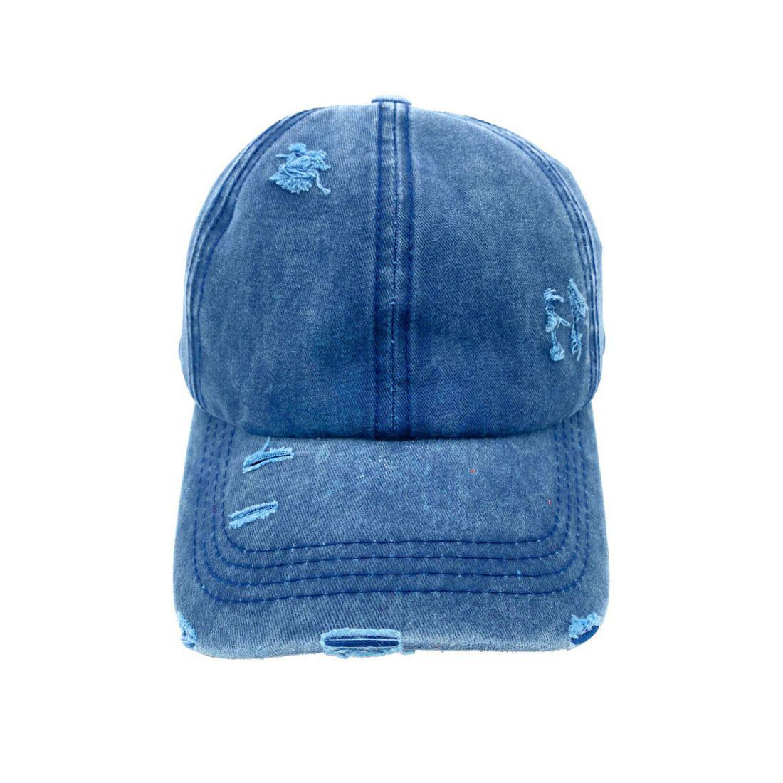 Empire Cove Womens Distressed Washed Ponytail Caps Hats Vintage Relaxed Fit-Pink-