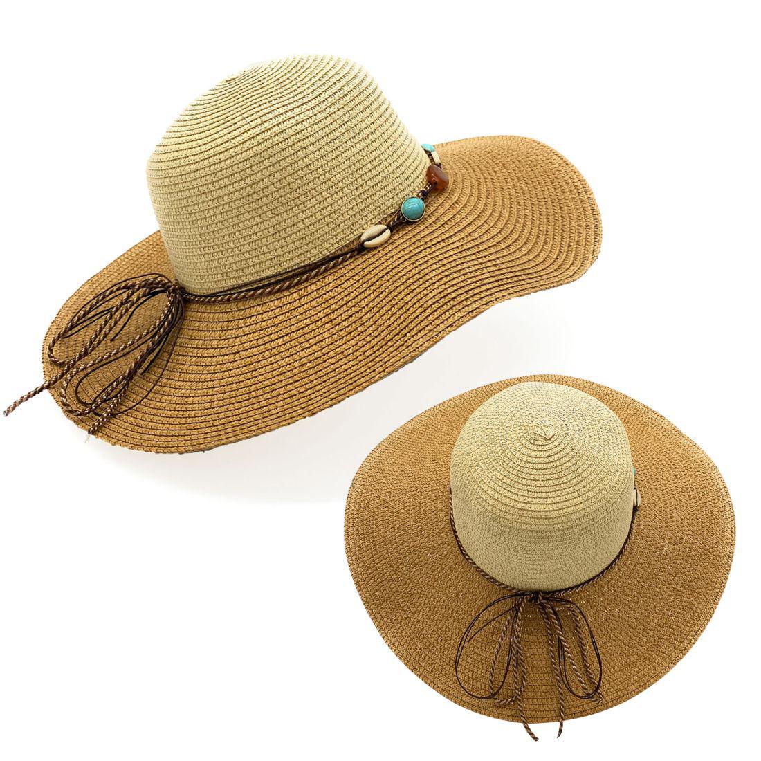 Empire Cove Womens Wide Brim Straw Hat Floppy Sun Hat Panama Fedora Summer-Flower Pink-