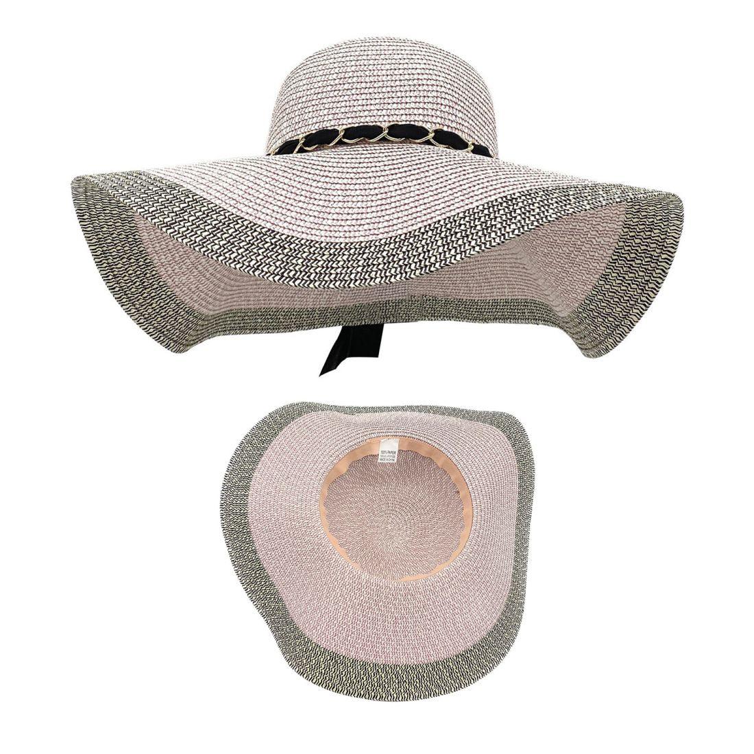 Empire Cove Womens Wide Brim Straw Hat Floppy Sun Hat Panama Fedora Summer-Flower Pink-