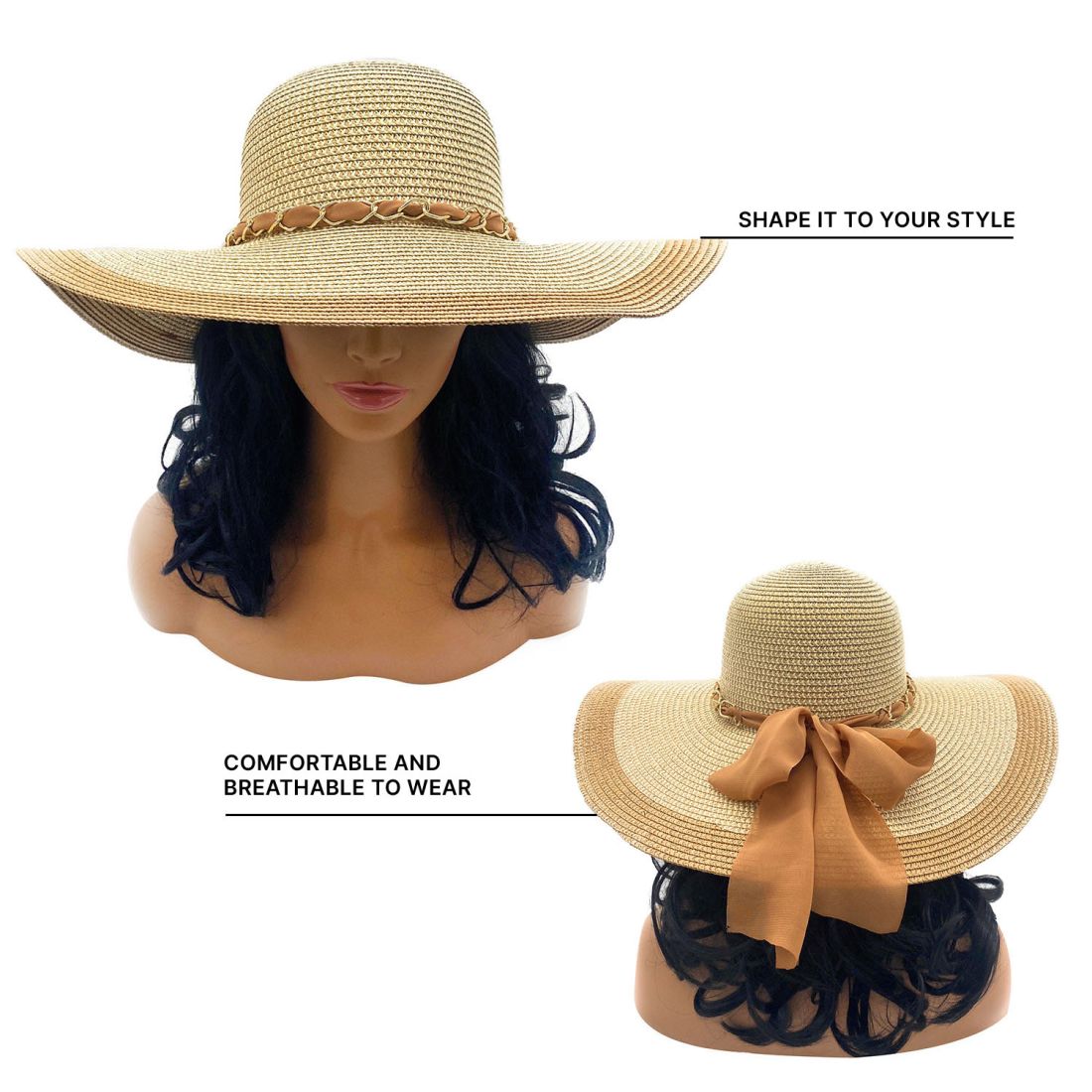 Empire Cove Womens Wide Brim Straw Hat Floppy Sun Hat Panama Fedora Summer-Flower Pink-