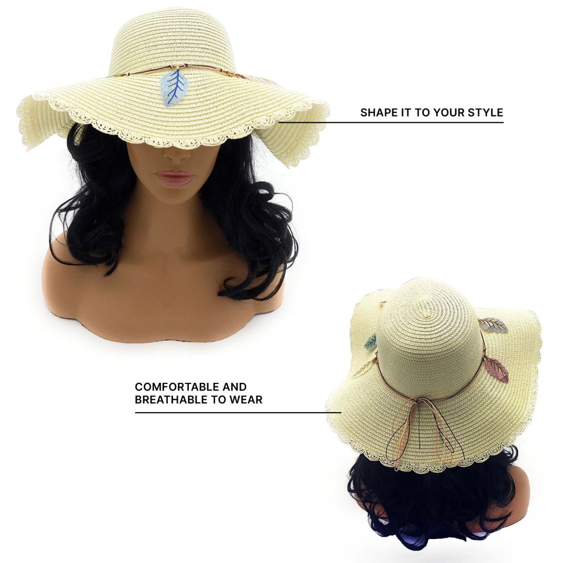 Empire Cove Womens Wide Brim Straw Hat Floppy Sun Hat Panama Fedora Summer-Flower Pink-