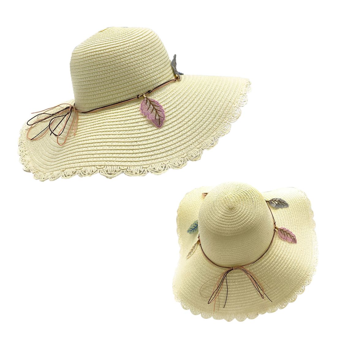 Empire Cove Womens Wide Brim Straw Hat Floppy Sun Hat Panama Fedora Summer-Flower Pink-