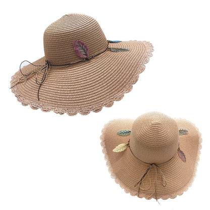 Empire Cove Womens Wide Brim Straw Hat Floppy Sun Hat Panama Fedora Summer-Flower Pink-