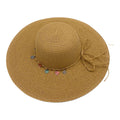 Empire Cove Womens Wide Brim Straw Hat Floppy Sun Hat Panama Fedora Summer-Shells Tan-